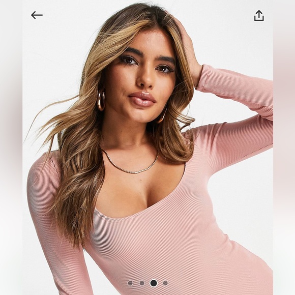NWT ASOS Flounce london scoop neck ribbed mini dress in dusty pink - Picture 15 of 15